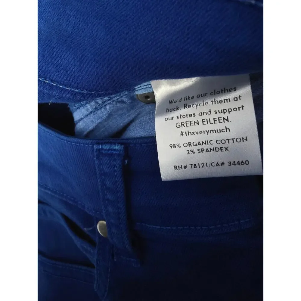 Eileen Fisher Jeans 2 Womens Skinny Leg Mid Rise Pockets Casual Vibrant Blue‎
